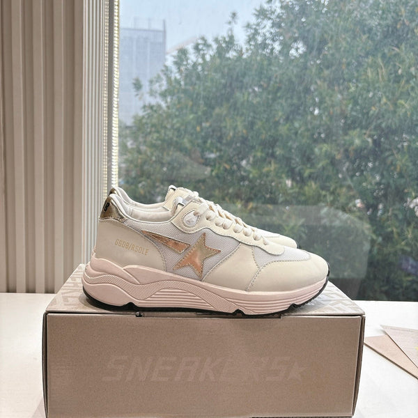 SNEAKERS CON SUOLA RUNNING IN RETE BIANCA E PELLE DI VITELLO GOLD STAR