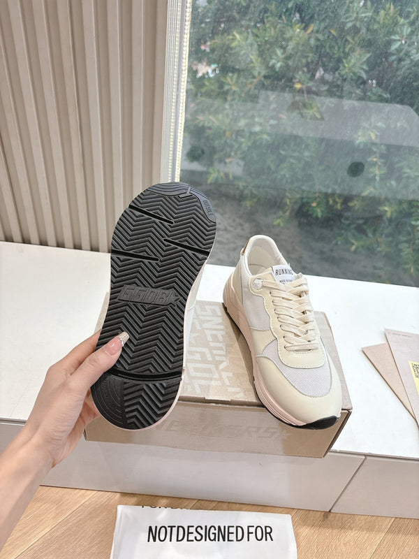 SNEAKERS CON SUOLA RUNNING IN RETE BIANCA E PELLE DI VITELLO GOLD STAR