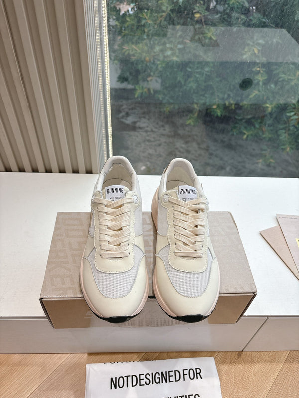 SNEAKERS CON SUOLA RUNNING IN RETE BIANCA E PELLE DI VITELLO GOLD STAR