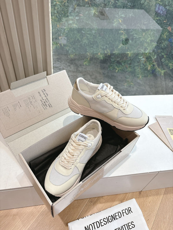 SNEAKERS CON SUOLA RUNNING IN RETE BIANCA E PELLE DI VITELLO GOLD STAR