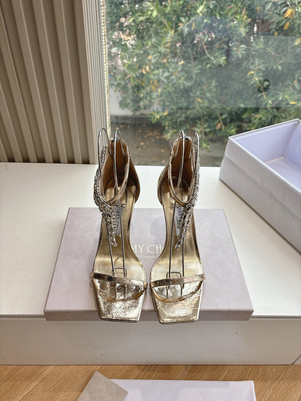 Jimmy 25 Verity Sandal 70 Gold Cowhide Patent Leather 547693