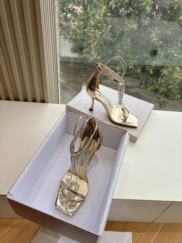 Jimmy 25 Verity Sandal 70 Gold Cowhide Patent Leather 547693