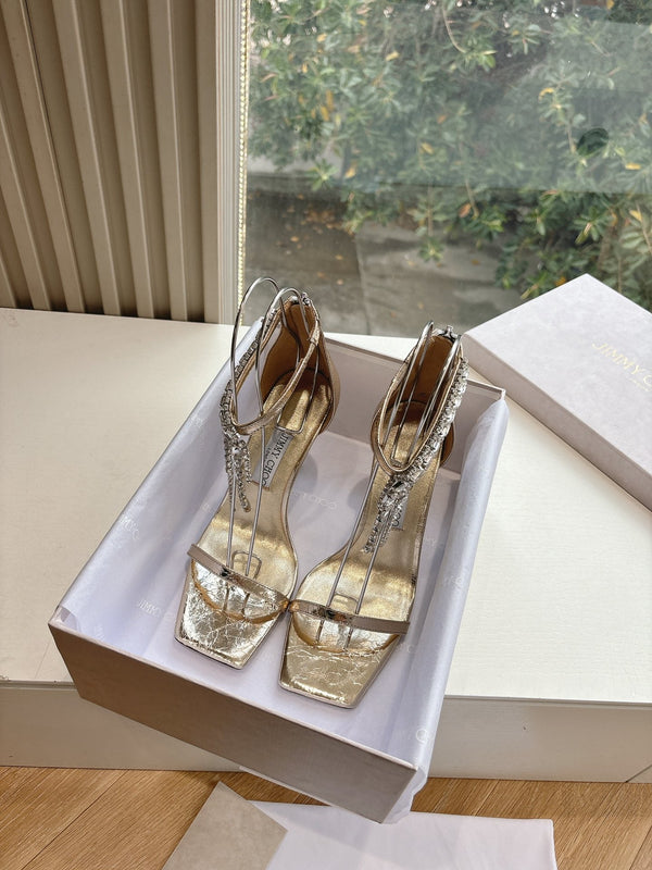 Jimmy 25 Verity Sandal 70 Gold Cowhide Patent Leather 547693