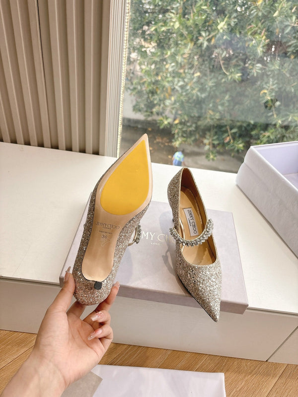 Jimmy Bing Pumps 65 with Crystals Sand Glitter Finish Fabric 547678