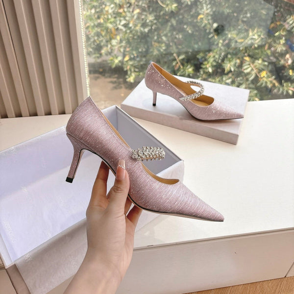 Jimmy Bing Pumps 65 with Crystals Muted Pink Glitter Fabric 547680