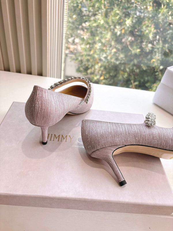 Jimmy Bing Pumps 65 with Crystals Muted Pink Glitter Fabric 547680