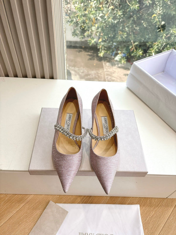 Jimmy Bing Pumps 65 with Crystals Muted Pink Glitter Fabric 547680