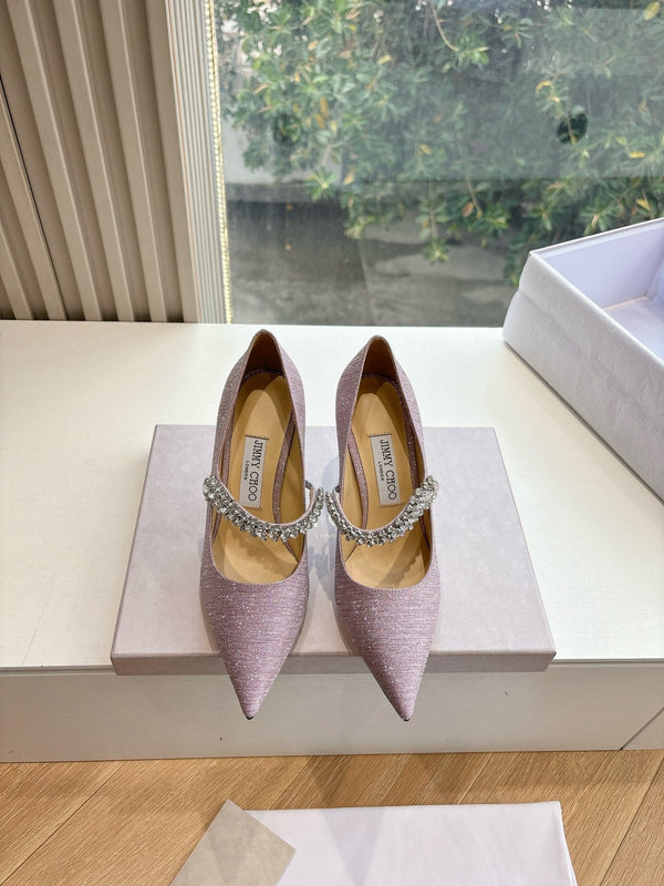 Jimmy Bing Pumps 85 with Crystals Muted Pink Glitter Fabric 547683