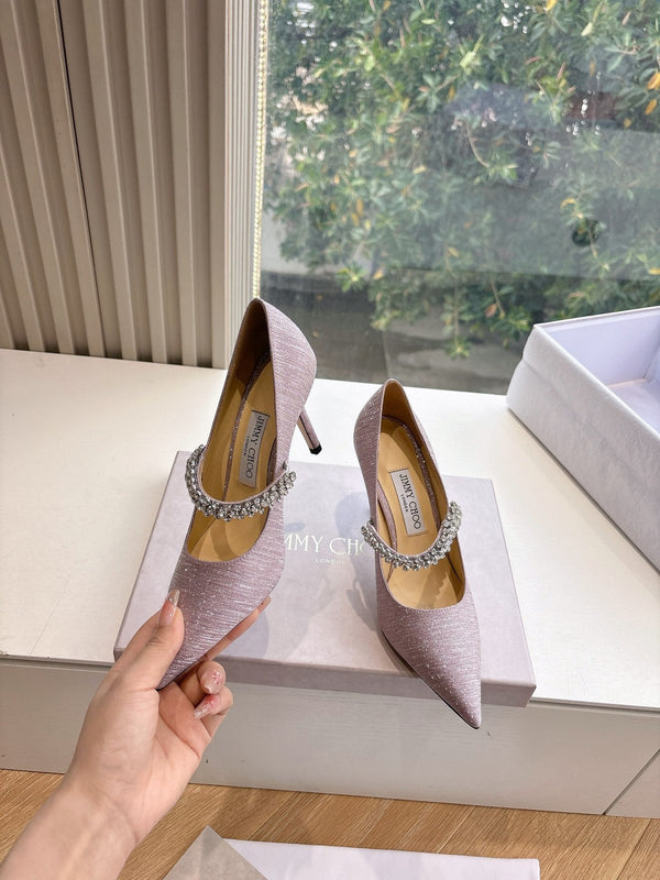 Jimmy Bing Pumps 85 with Crystals Muted Pink Glitter Fabric 547683