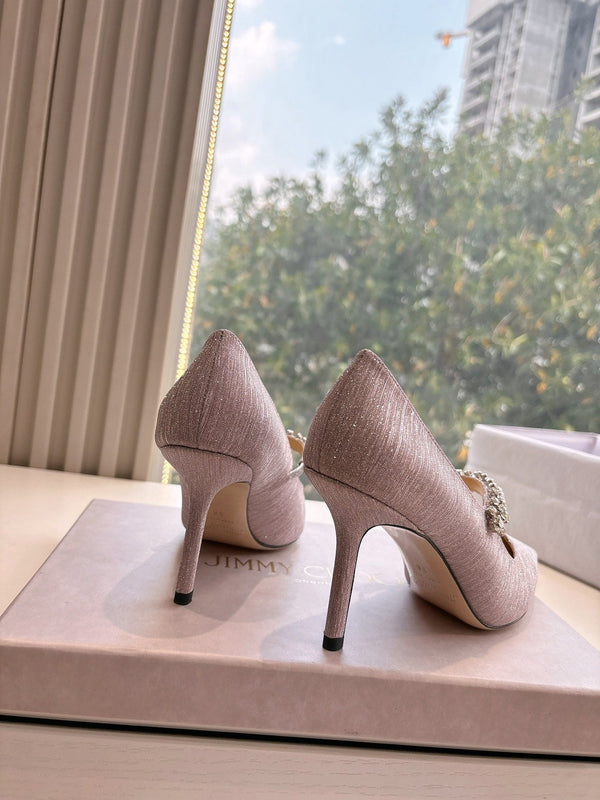 Jimmy Bing Pumps 85 with Crystals Muted Pink Glitter Fabric 547683