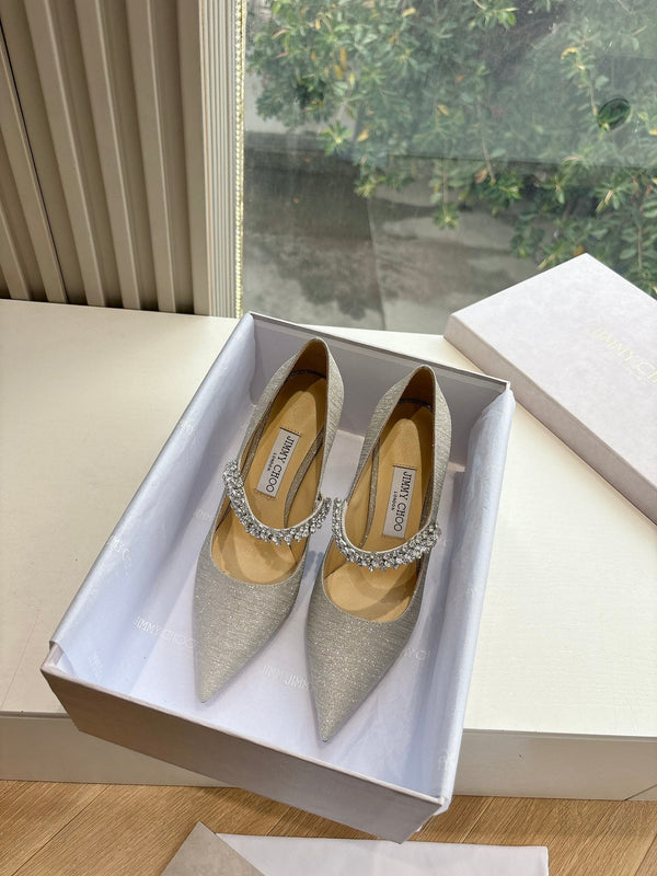 Jimmy Bing Pumps 85 with Crystals Sliver Glitter Fabric 547684