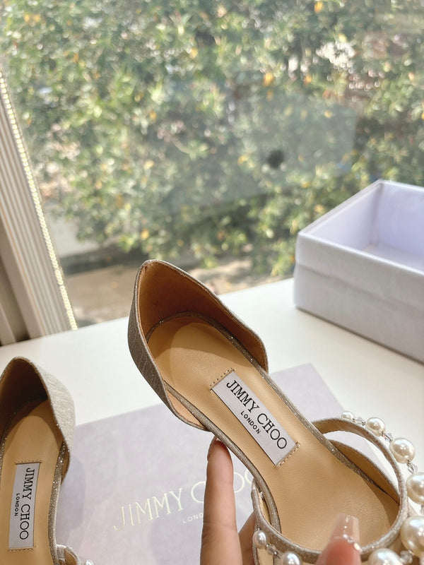 Jimmy Aureli Pearl-embellished Pumps 65mm Sliver Glitter 547691