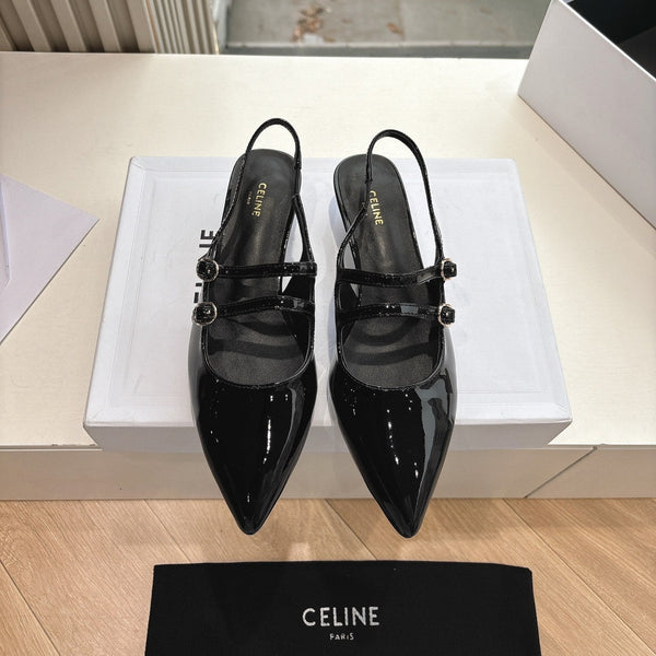 CELINE Slingback Black Snake Embossed Leather 285948