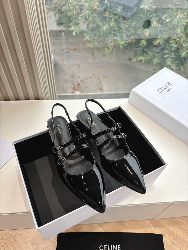 CELINE Slingback Black Snake Embossed Leather 285948