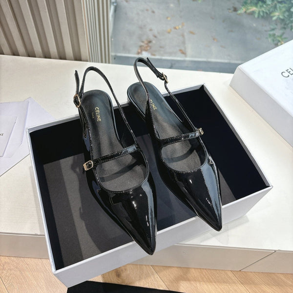 CELINE Slingback Black Patent Leather 285952