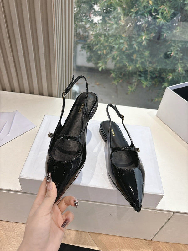 CELINE Slingback Black Patent Leather 285952