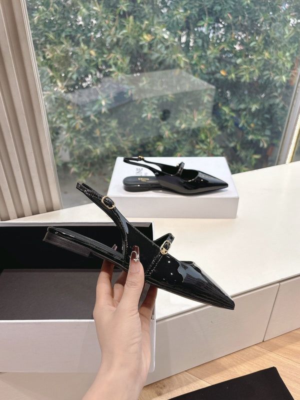CELINE Slingback Black Patent Leather 285952