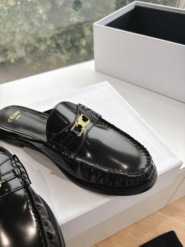 CELINE Slippers Brown Leather 285953