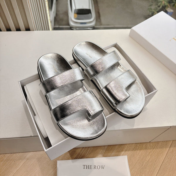 Hugh Sandal in Silver Metallic Cowhide 286183
