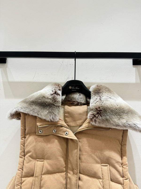 LP 25 Vest Light Brown Gray Fur Cashmere Wool 310255