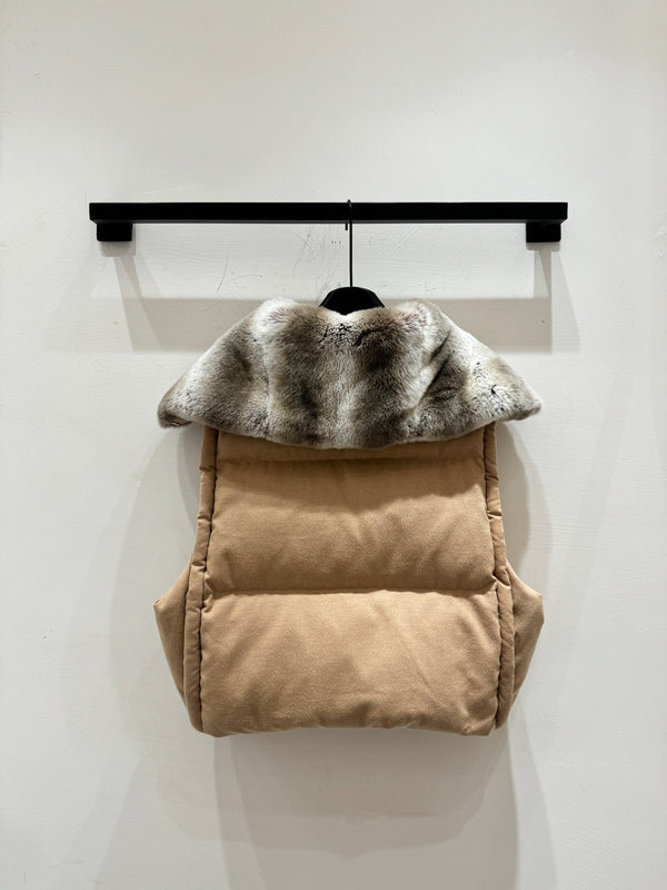 LP 25 Vest Light Brown Gray Fur Cashmere Wool 310255