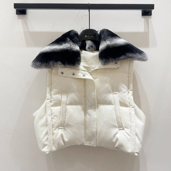 LP 25 Vest White Black Fur Cashmere Wool 310254