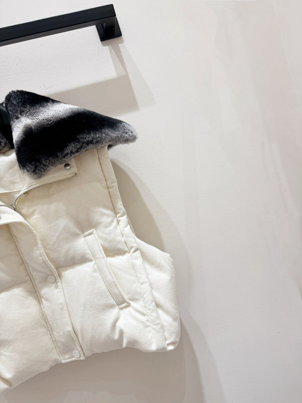 LP 25 Vest White Black Fur Cashmere Wool 310254