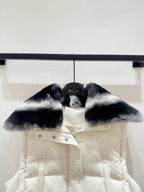 LP 25 Vest White Black Fur Cashmere Wool 310254