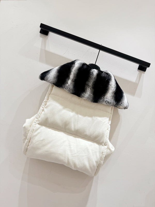 LP 25 Vest White Black Fur Cashmere Wool 310254