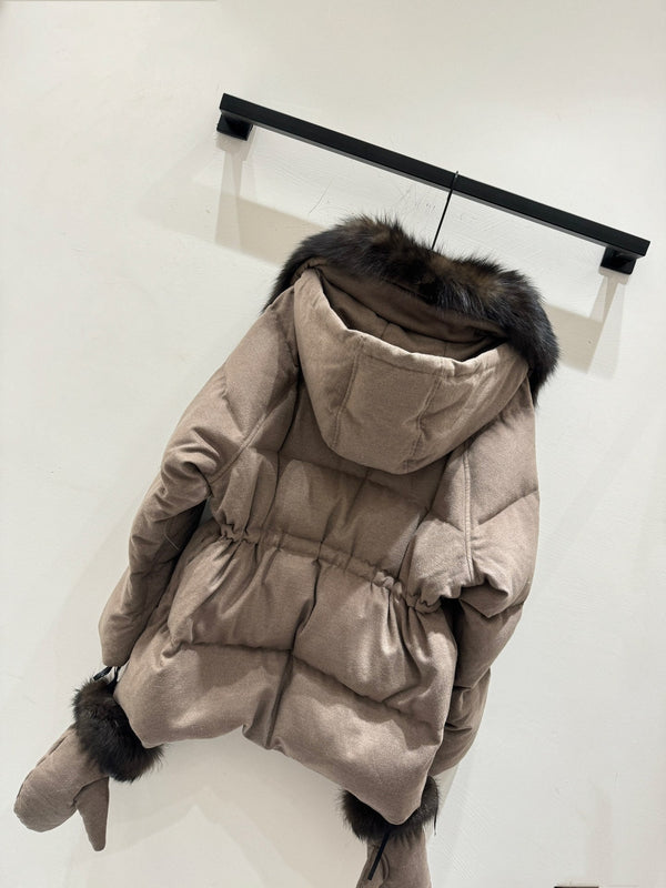 LP 25 Jacket With Gloves Taupe mix Black Wool Cashmere 310256