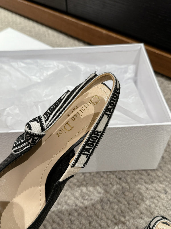 cd slingback 65 black raffia lambskin