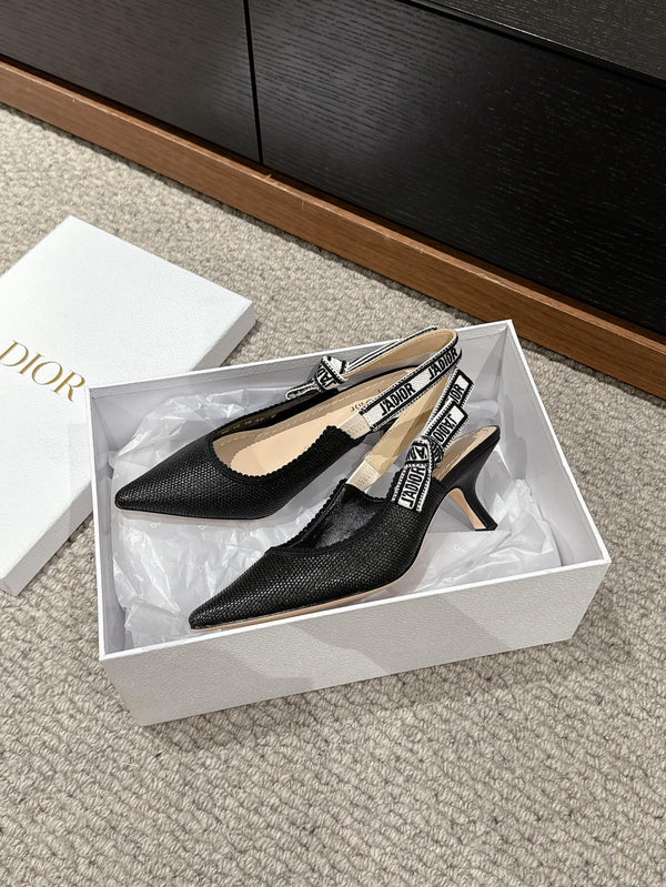 cd slingback 65 black raffia lambskin