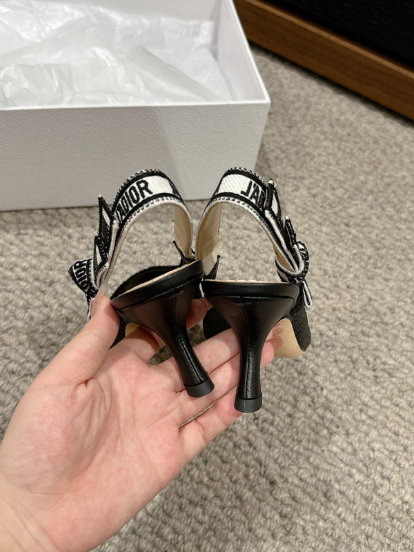 cd slingback 65 black raffia lambskin