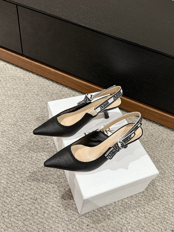 cd slingback 65 black raffia lambskin