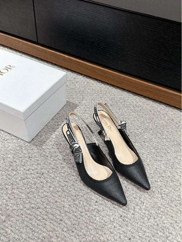cd slingback 65 black raffia lambskin