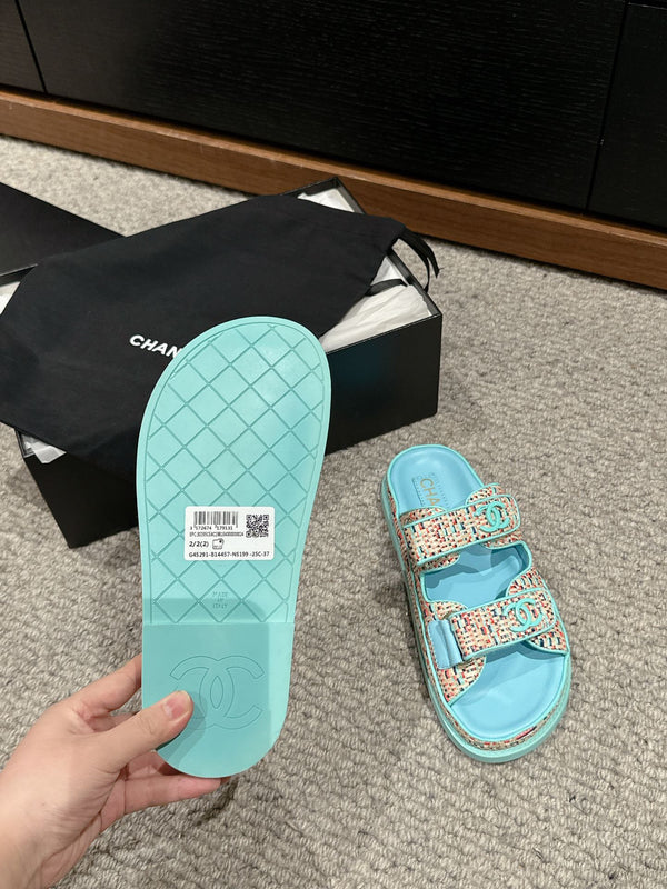 sandalo da papà mulo rafia crema tiffany blu vitello