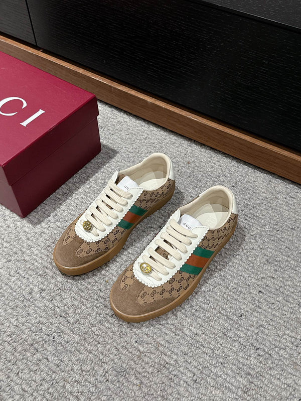 SNEAKER GG &amp; ADIDAS IN TESSUTO MARRONE CHIARO