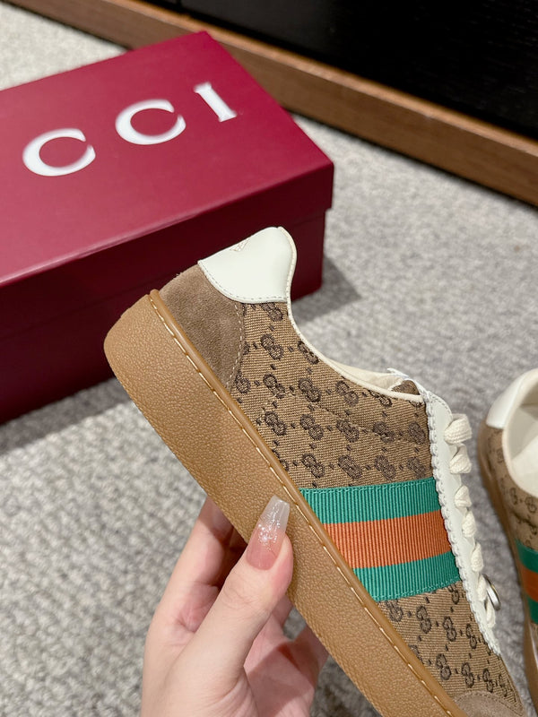 SNEAKER GG &amp; ADIDAS IN TESSUTO MARRONE CHIARO