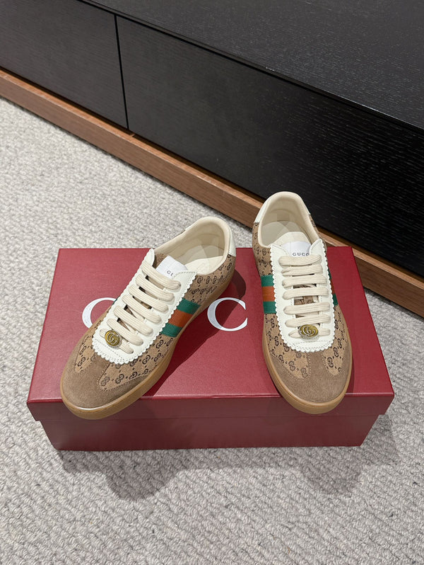 SNEAKER GG &amp; ADIDAS IN TESSUTO MARRONE CHIARO