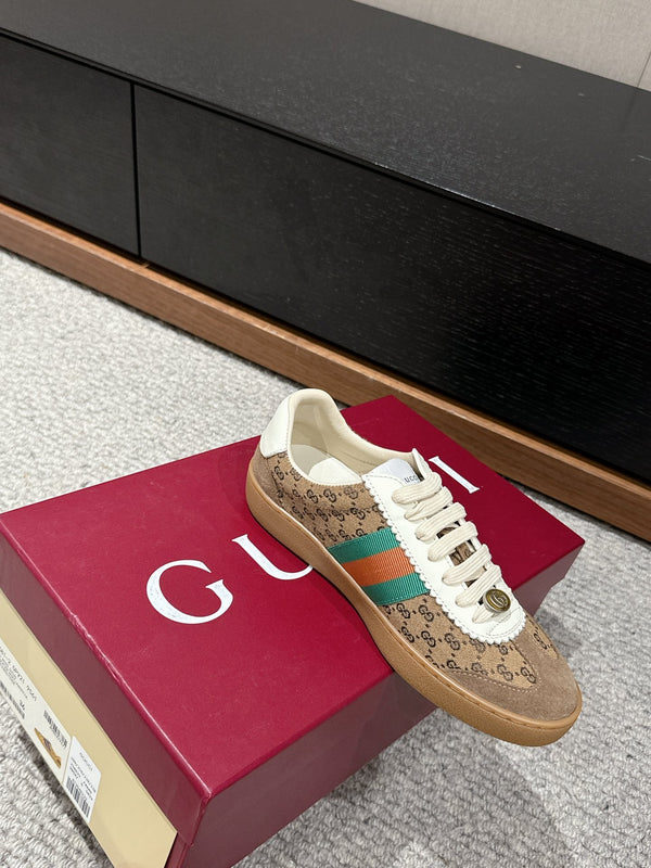 SNEAKER GG &amp; ADIDAS IN TESSUTO MARRONE CHIARO
