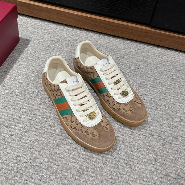SNEAKER GG &amp; ADIDAS IN TESSUTO MARRONE CHIARO