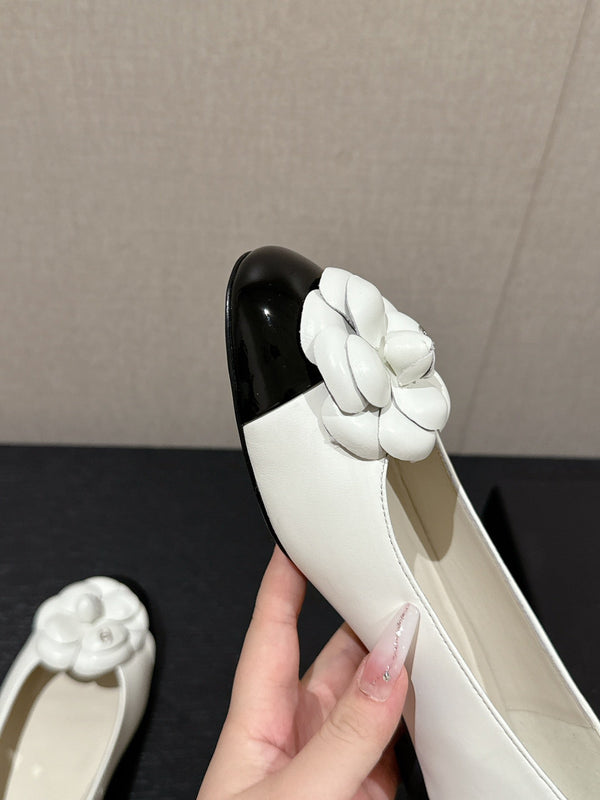 ballerina fiore vitello bianco vitello verniciato nero