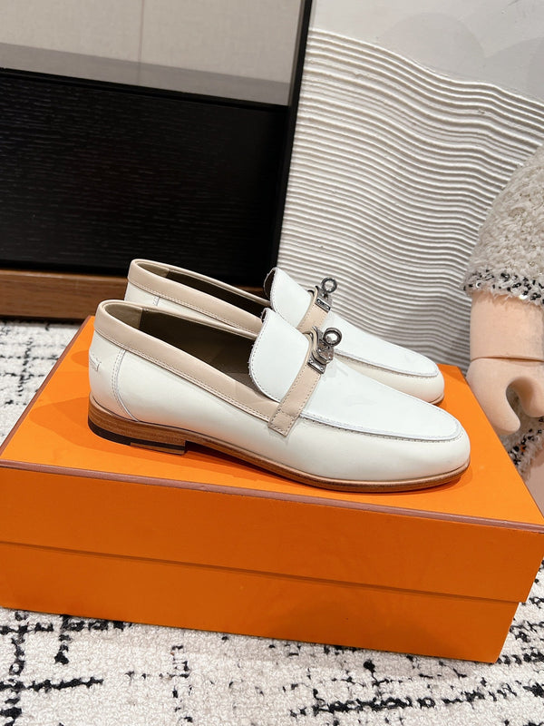 HM Destin Loafer In White Glossy Calfskin 118794