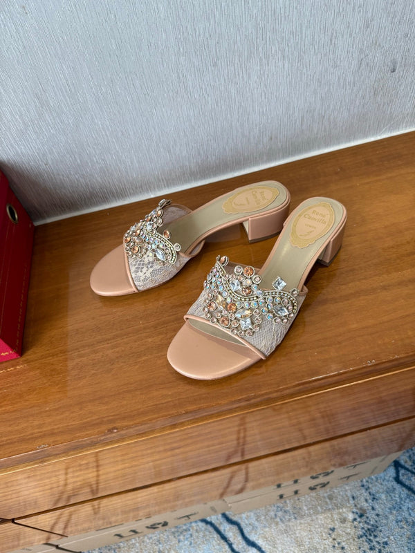 RC 25 Crystal Chandelier Sandals Orange Sheepskin 221960