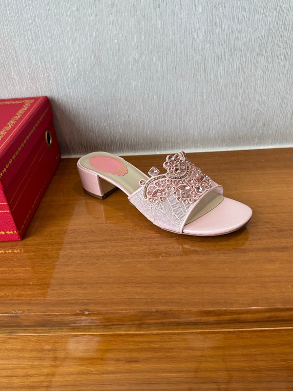 RC 25 Crystal Chandelier Sandals Pink Sheepskin 221961