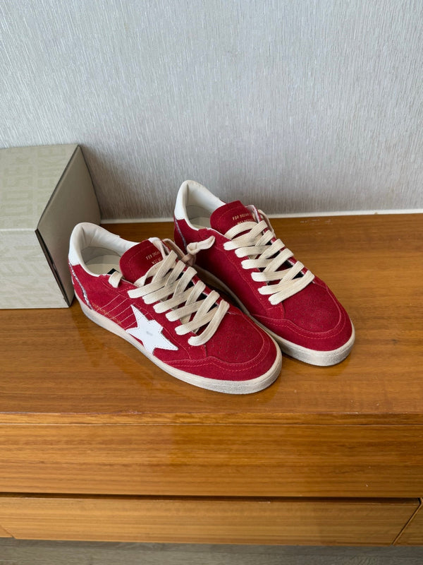 BALL STAR SNEAKERS WHITE STAR IN RED SUEDE AND CALFSKIN