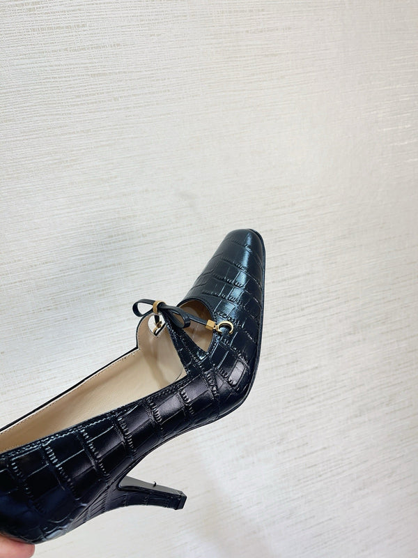 CD Miss Muse Pump Black Crocodile Printed Calfskin 820065