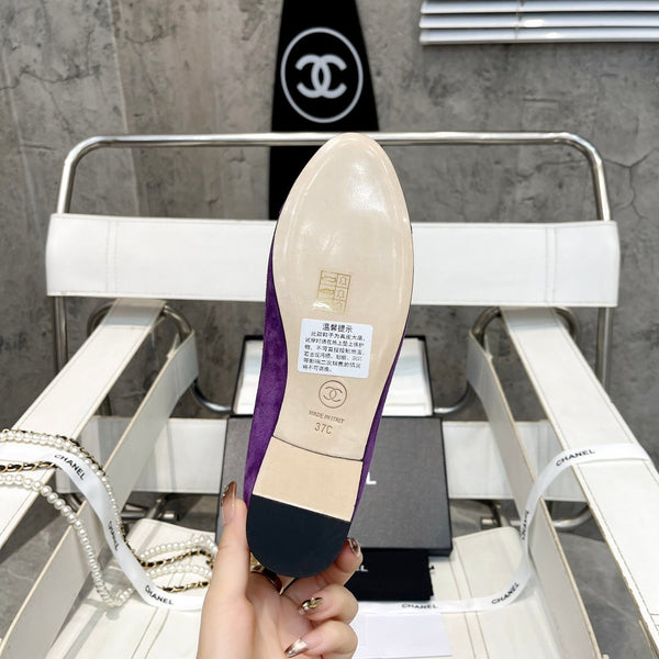 CC Bow Ballet Flats Purple Suede 818102