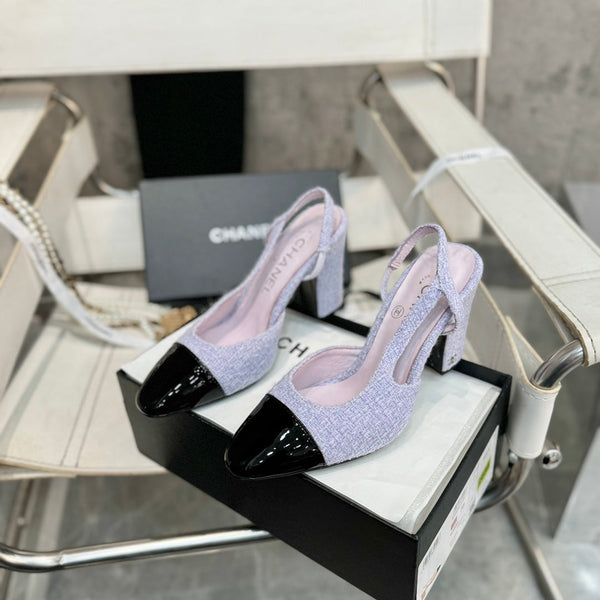 slingbacks 95 light violet tweed black patent calfskin