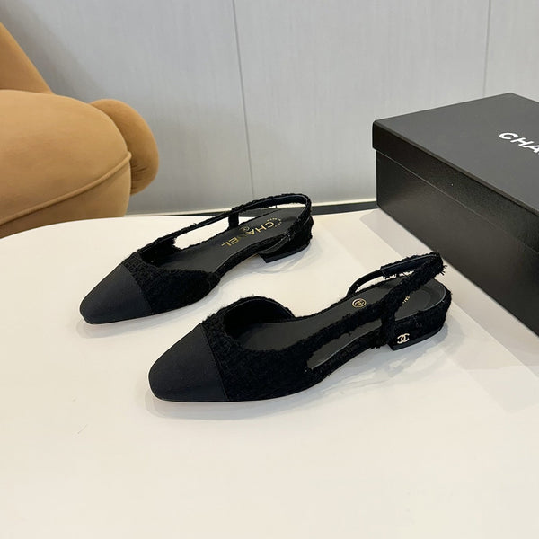 cc 25c slingback flat black tweed black grosgrain 233606
